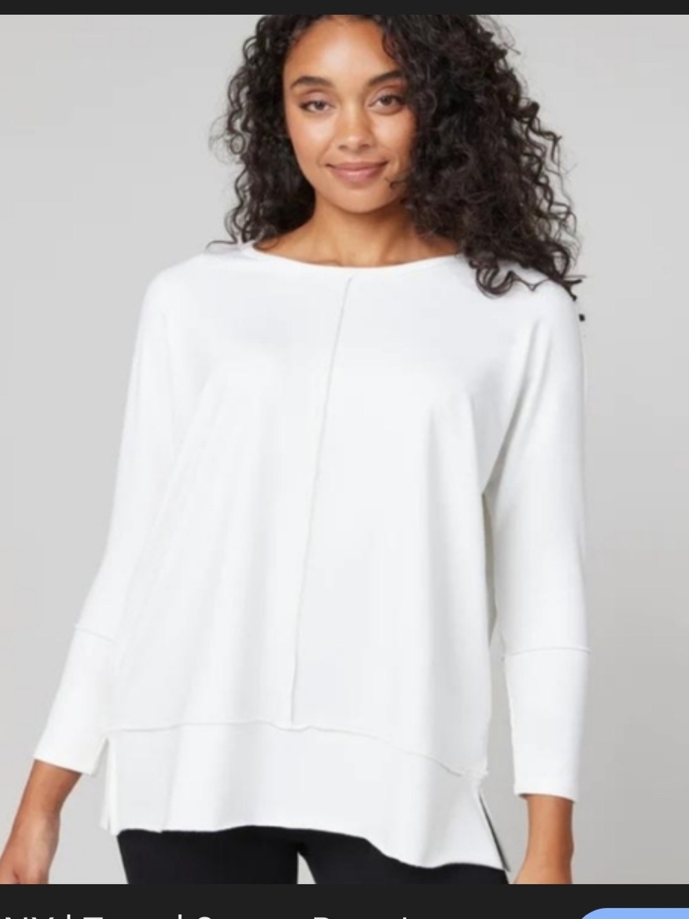 Spanx Perfect Length Top Dolman 3/4 Sleeve Sweatshirt Powder White Large